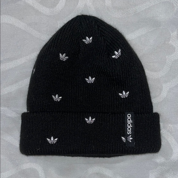 adidas Other - Adidas Black Knit Beanie with White Accents